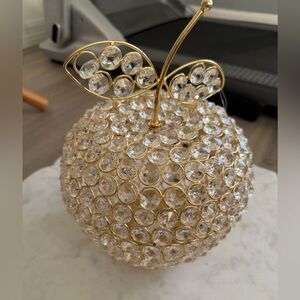 Crystal Embellished Gold Apple Decor - See video